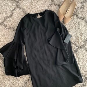 Black shift dress with big bell sleeves